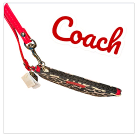 NWT~ Coach Leopard Print Wristlet~ Red Trim~ Coach Tag~ So cute!~ Must Have(D17) - Picture 3 of 6